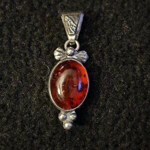Sterling Silver Amber Pendant
